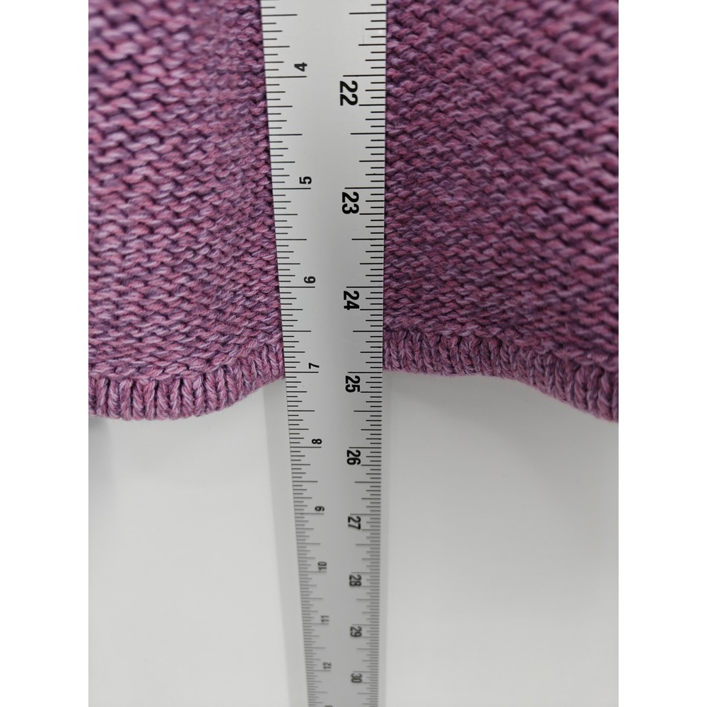 LL Bean Womens Purple Heather 100% Cotton Garter Stitch Crewneck Sweater Large - Picture 4 of 7